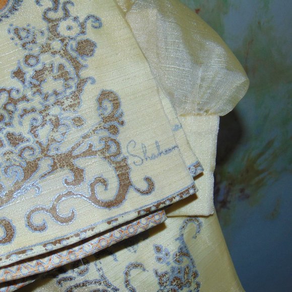 Vintage 60s 70s Alfred Shaheen Kaftan Long Sleeve Yellow Hawaiian Maxi Dress 10 - Picture 12 of 15